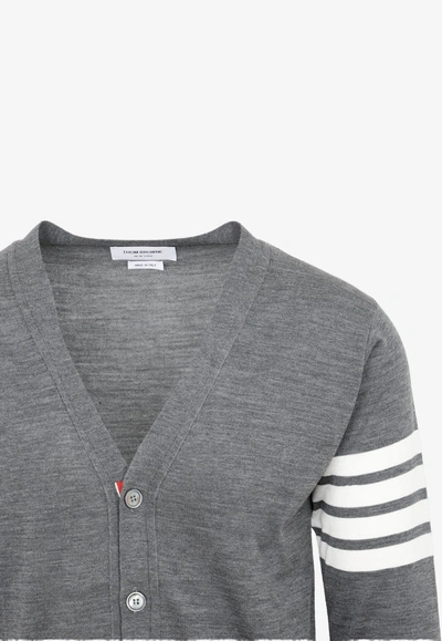 Shop Thom Browne 4-bar Stripe Wool Cardigan In Gray
