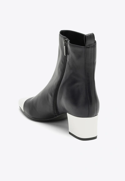 Shop Carel Paris 40 Leather Ankle Boots In Navy