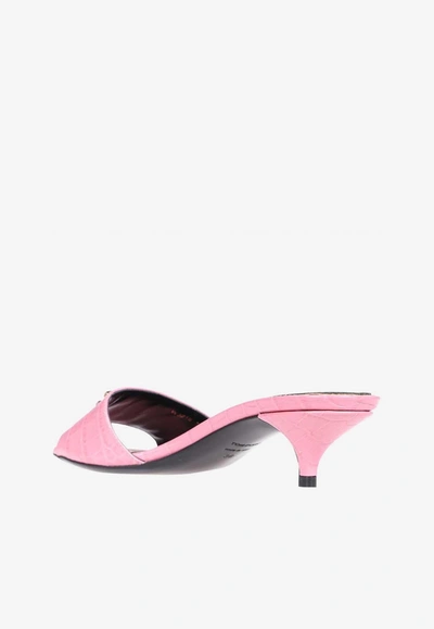 Tom Ford 40 Tf Sandals In Croc-embossed Leather In Pink