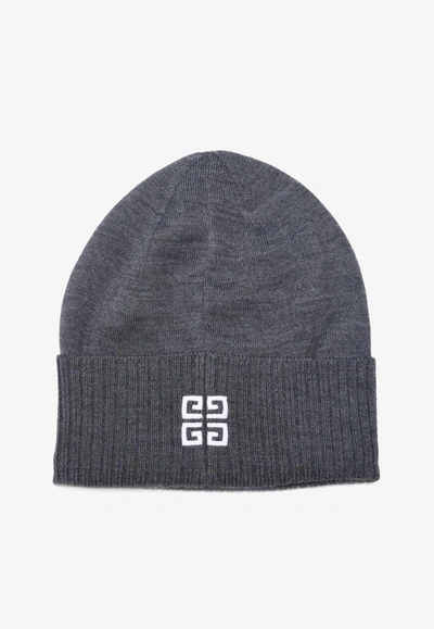 Shop Givenchy 4g Logo Beanie In Gray