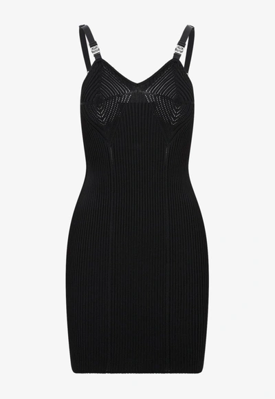 Shop Givenchy 4g Ribbed Mini Dress In Black