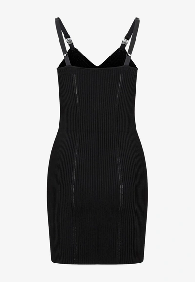 Shop Givenchy 4g Ribbed Mini Dress In Black