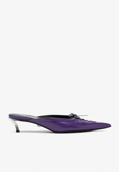 Versace Pin-point 50mm Mules In Purple