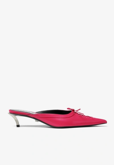 Shop Versace 50 Pin-point Leather Mules In Pink