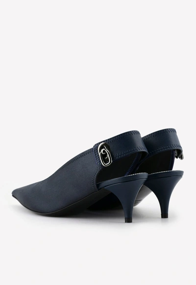 Shop Tom Ford 55 Pointed Satin Slingback Pumps In Blue