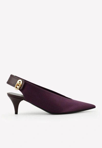 Shop Tom Ford 55 Pointed Satin Slingback Pumps In Purple