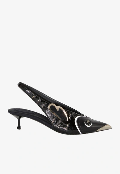 Shop Pucci 55 Slingback Leather Pumps In Black