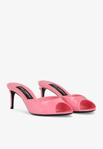 Dolce & Gabbana Logo-plaque Open-toe Mules In Pink