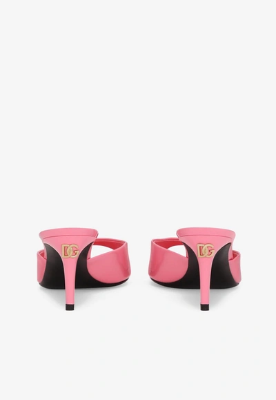 Dolce & Gabbana Logo-plaque Open-toe Mules In Pink