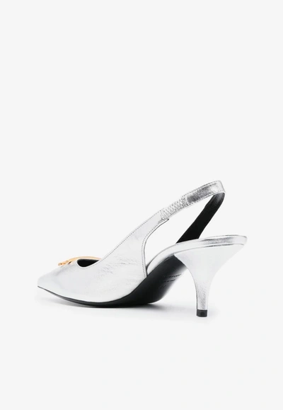 Tom Ford 60 Tf Slingback Pumps In Metallic Leather In Silver