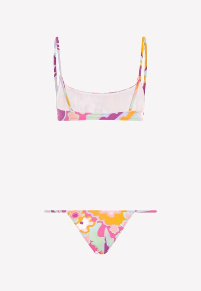 Shop Dolce & Gabbana 60's Print Bralette Bikini In Multicolor