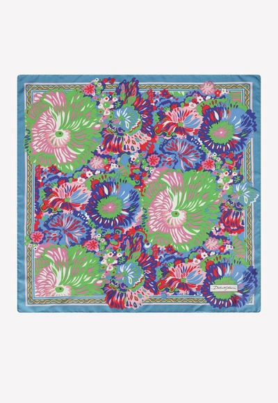 Dolce & Gabbana Floral Print Silk Scarf In Multicolor