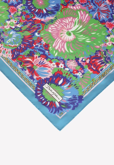 Dolce & Gabbana Floral Print Silk Scarf In Multicolor