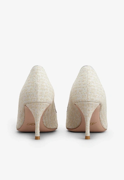 Roger Vivier 65 Flower Strass Buckle Pumps In Off-white