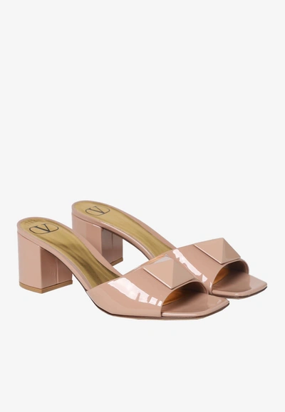 Shop Valentino 65 One Stud Leather Mules In Pink