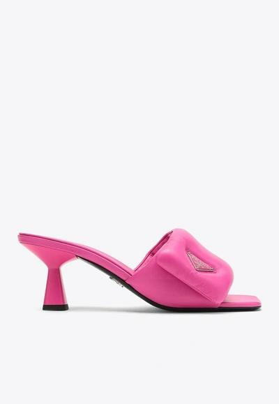 Shop Prada 65 Padded Leather Mules In Pink