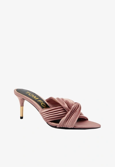 Shop Tom Ford 65 Pleated Satin Mules In Pink