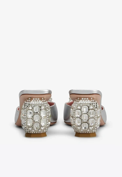 Shop Roger Vivier 65 Rhinestone Buckle Mules In Leather In Silver