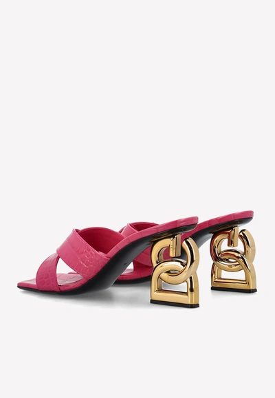 Shop Dolce & Gabbana 75 Croc Embossed Leather Mules In Pink
