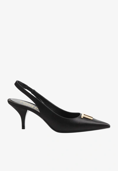 Shop Tom Ford 75 Tf Leather Slingback Pumps In Black