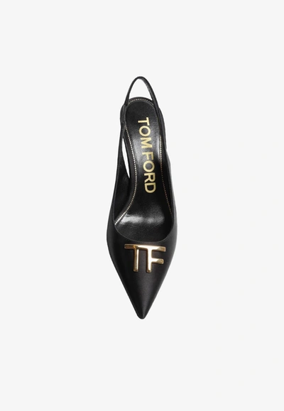 Shop Tom Ford 75 Tf Leather Slingback Pumps In Black