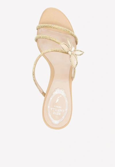 Shop René Caovilla 80 Butterfly Applique Sandals In Gold