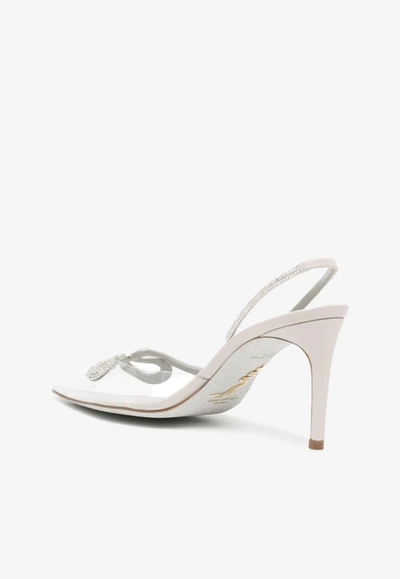 René Caovilla 80 Crystal-embellished Pointed Pumps In Ivory