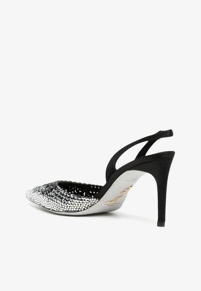 Shop René Caovilla 80 Crystal-embellished Pointed Pumps In Black