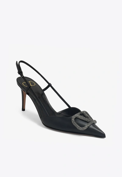 Valentino Garavani Vlogo Signature Slingback Pump In Eel 80mm Woman Black 42 In Black