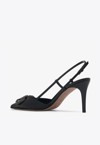 Valentino Garavani Vlogo Signature Slingback Pump In Eel 80mm Woman Black 42 In Black
