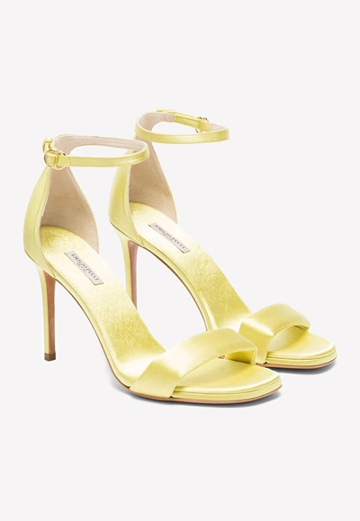 Shop Emilio Pucci 90 Ankle Strap Satin Sandals In Gold