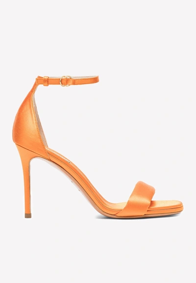 Shop Emilio Pucci 90 Ankle Strap Satin Sandals In Orange