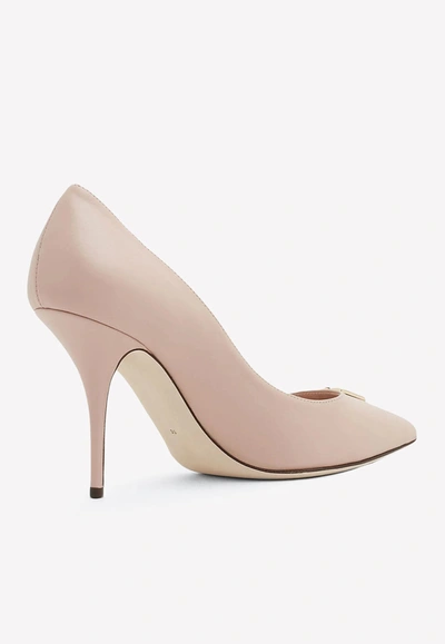 Shop Dolce & Gabbana 90 Dg Logo Leather Pumps In Blush