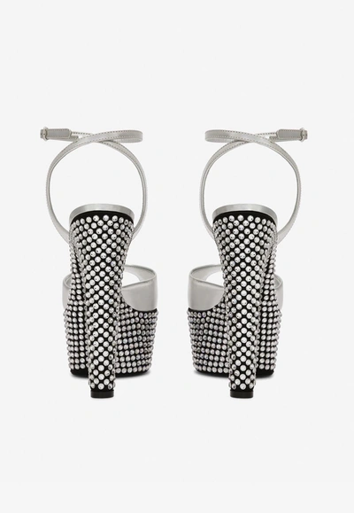 Shop Dolce & Gabbana 90 Mirror-effect Rhinestone-embellished Platform Sandals In Metallic