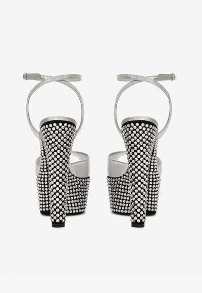 Dolce & Gabbana 90 Mirror-effect Rhinestone-embellished Platform Sandals In Metallic