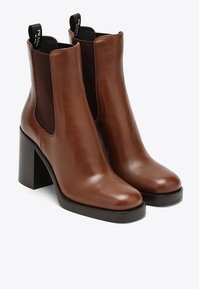 Shop Prada 90 Slip-on Ankle Boots In Brown