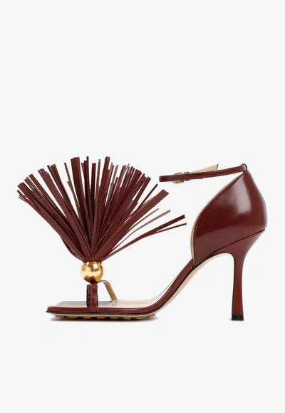 Bottega Veneta Maroon Leather Stretch Strap Heels In Red