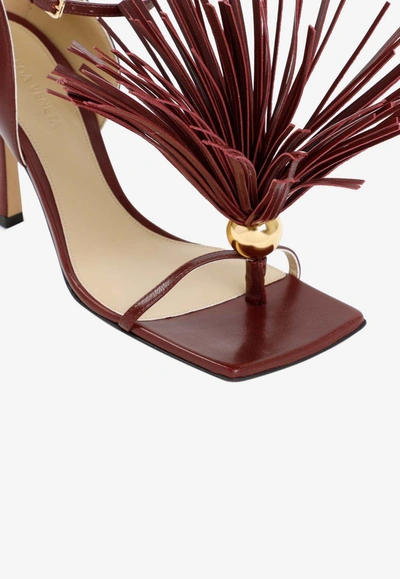 Bottega Veneta Maroon Leather Stretch Strap Heels In Red