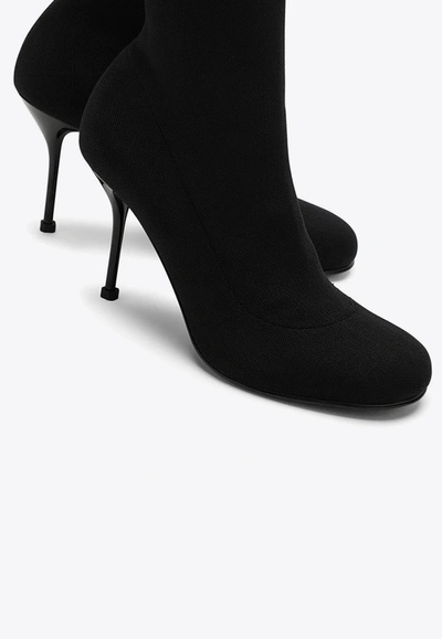 Shop Alexander Mcqueen 95 Knitted Ankle Boots In Black