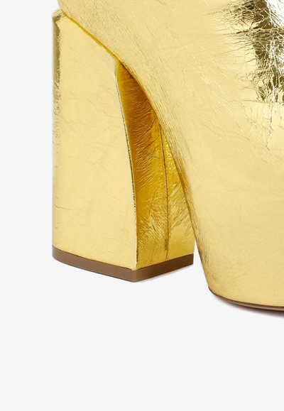 Shop Dries Van Noten 95 Platform Metallic Knee-high Boots' In Gold