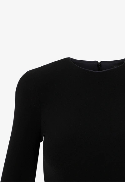 Shop Balenciaga A-line Long-sleeved Midi Dress In Black