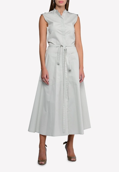 Shop Nina Ricci A-line Maxi Shirt Dress In Grey