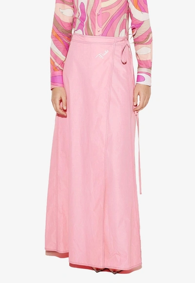 Shop Emilio Pucci A-line Wrap Maxi Skirt In Pink