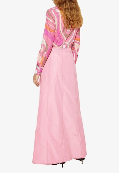 Shop Emilio Pucci A-line Wrap Maxi Skirt In Pink