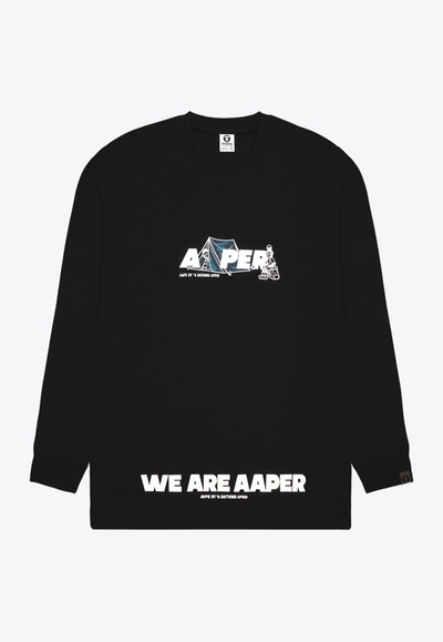 Shop Aape R Printed Long-sleeved T-shirt In Black