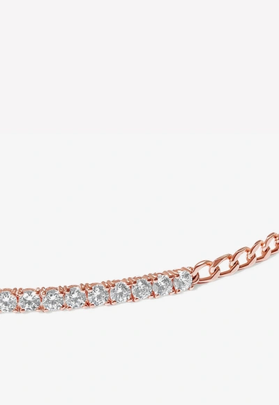 Shop Adornmonde Abbott Crystal Embellished Tennis Anklet In Rose Gold
