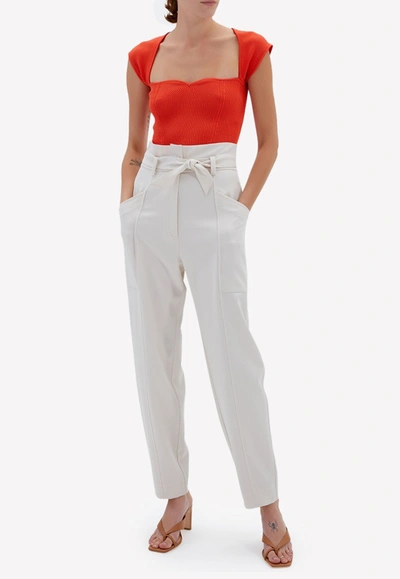 Simkhai Abia Compact Rib Cropped T-shirt In Red