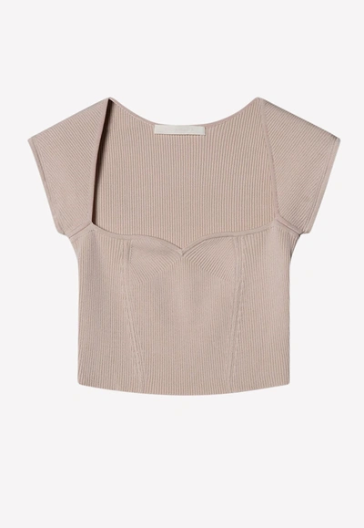 Jonathan Simkhai Abia Compact Rib Cropped Top In White