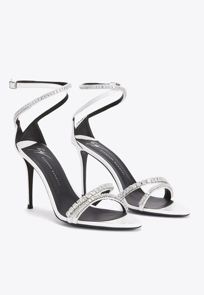 Shop Giuseppe Zanotti Abileene 105 Crystal-embellished Sandals In Silver