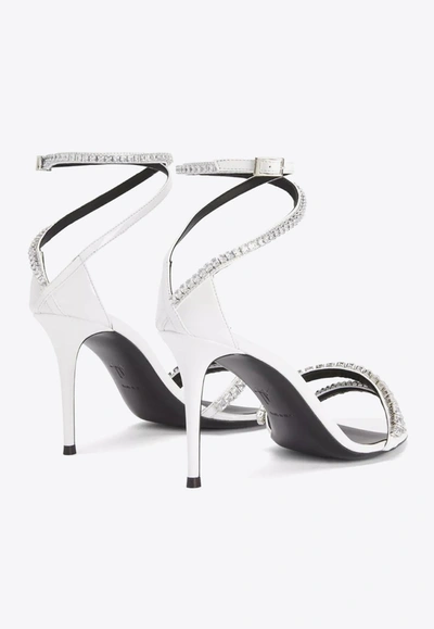 Shop Giuseppe Zanotti Abileene 105 Crystal-embellished Sandals In Silver